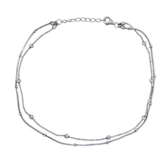 Estate Sterling Silver 925 Double Chain Anklet 8.75–9.75” - Picture 3 of 7